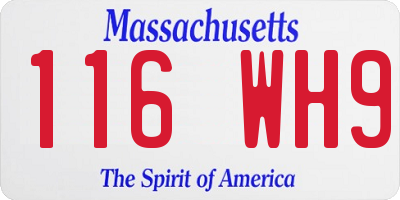 MA license plate 116WH9