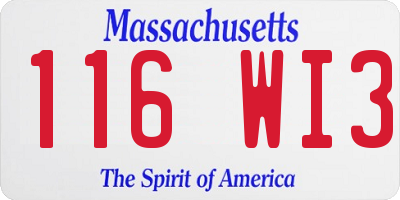 MA license plate 116WI3