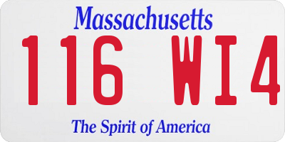 MA license plate 116WI4