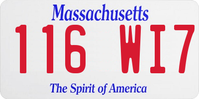 MA license plate 116WI7