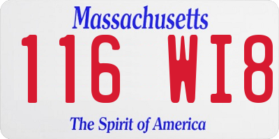 MA license plate 116WI8