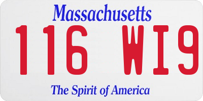 MA license plate 116WI9