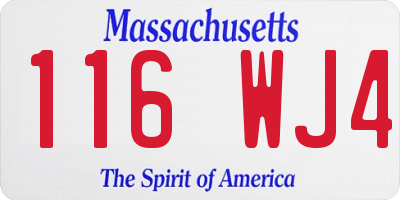 MA license plate 116WJ4