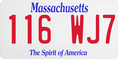 MA license plate 116WJ7
