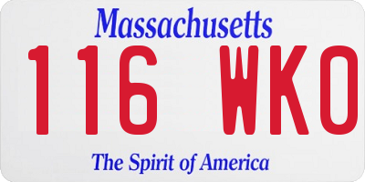 MA license plate 116WK0