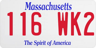 MA license plate 116WK2