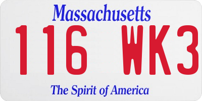 MA license plate 116WK3