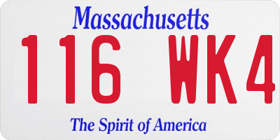 MA license plate 116WK4