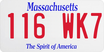 MA license plate 116WK7