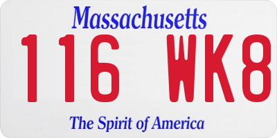 MA license plate 116WK8