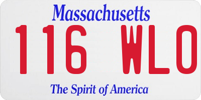 MA license plate 116WL0