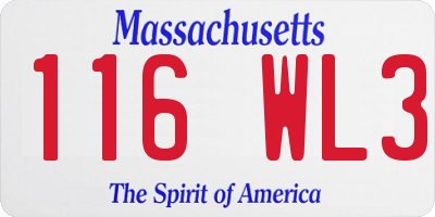 MA license plate 116WL3