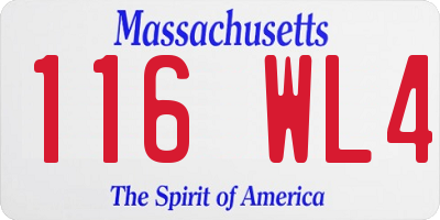 MA license plate 116WL4