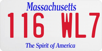 MA license plate 116WL7