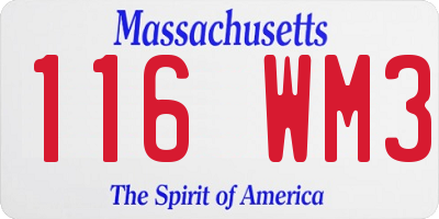 MA license plate 116WM3