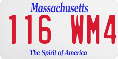 MA license plate 116WM4