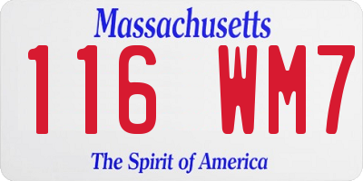 MA license plate 116WM7