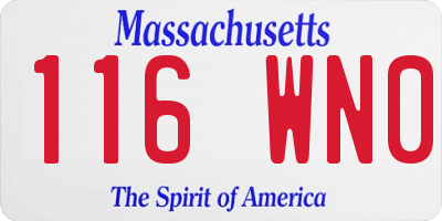 MA license plate 116WN0