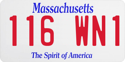 MA license plate 116WN1