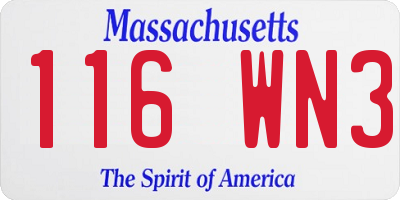 MA license plate 116WN3