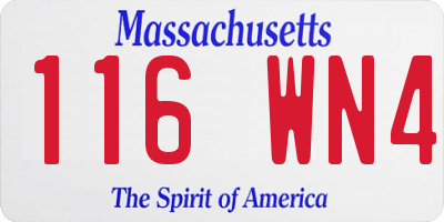 MA license plate 116WN4