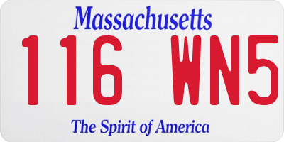 MA license plate 116WN5