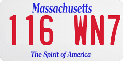 MA license plate 116WN7