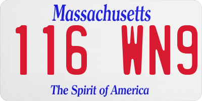MA license plate 116WN9