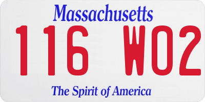 MA license plate 116WO2