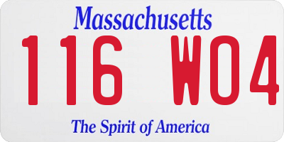 MA license plate 116WO4