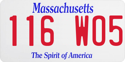 MA license plate 116WO5