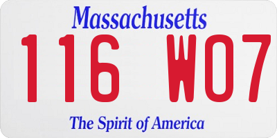 MA license plate 116WO7