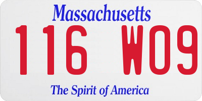 MA license plate 116WO9