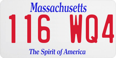 MA license plate 116WQ4