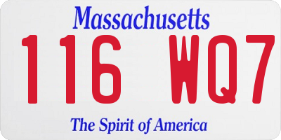 MA license plate 116WQ7