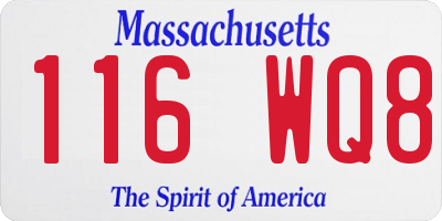 MA license plate 116WQ8