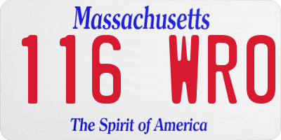 MA license plate 116WR0