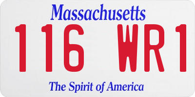 MA license plate 116WR1