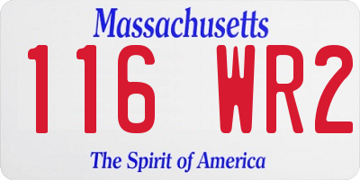 MA license plate 116WR2