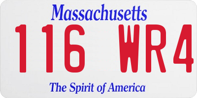 MA license plate 116WR4