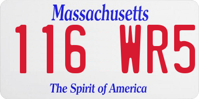 MA license plate 116WR5