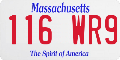 MA license plate 116WR9