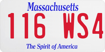 MA license plate 116WS4