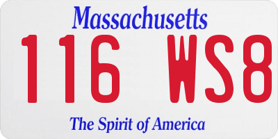 MA license plate 116WS8