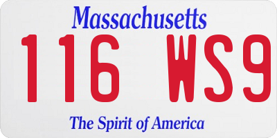 MA license plate 116WS9