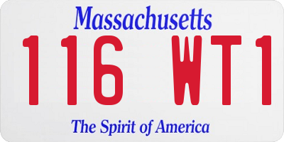 MA license plate 116WT1