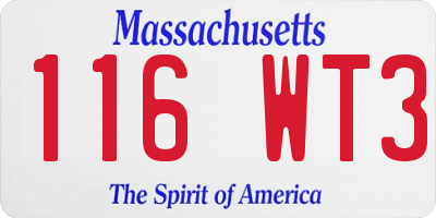 MA license plate 116WT3