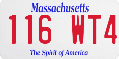 MA license plate 116WT4
