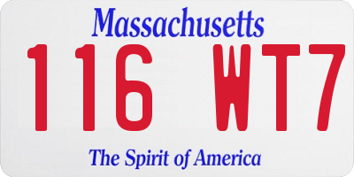 MA license plate 116WT7