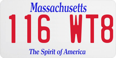 MA license plate 116WT8